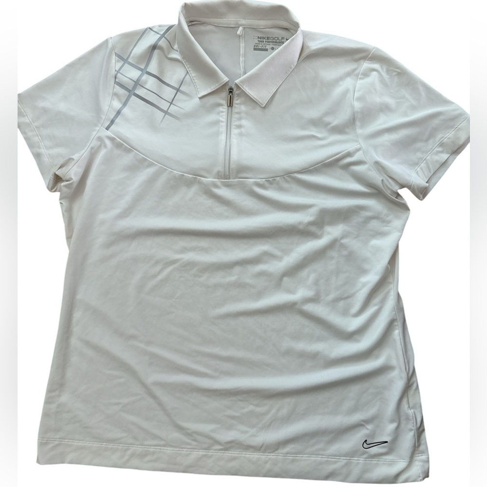 Nike Golf Tour Performance Women’s White 1/4 Zip‎ Collar Polo Shirt Size XL Golf